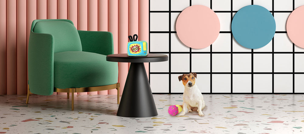 This pooch appreciates Cavall's Pop Art Ice Cream & TV, but not for the same reasons you will. Pop Art bridged the gap between high art and low culture, just as Cavall's dog toys cross over into your interior aesthetic to pleasantly match your décor. 