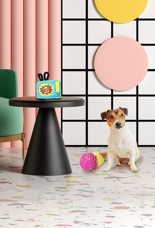 This pooch appreciates Cavall's Pop Art Ice Cream & TV, but not for the same reasons you will. Pop Art bridged the gap between high art and low culture, just as Cavall's dog toys cross over into your interior aesthetic to pleasantly match your décor. 